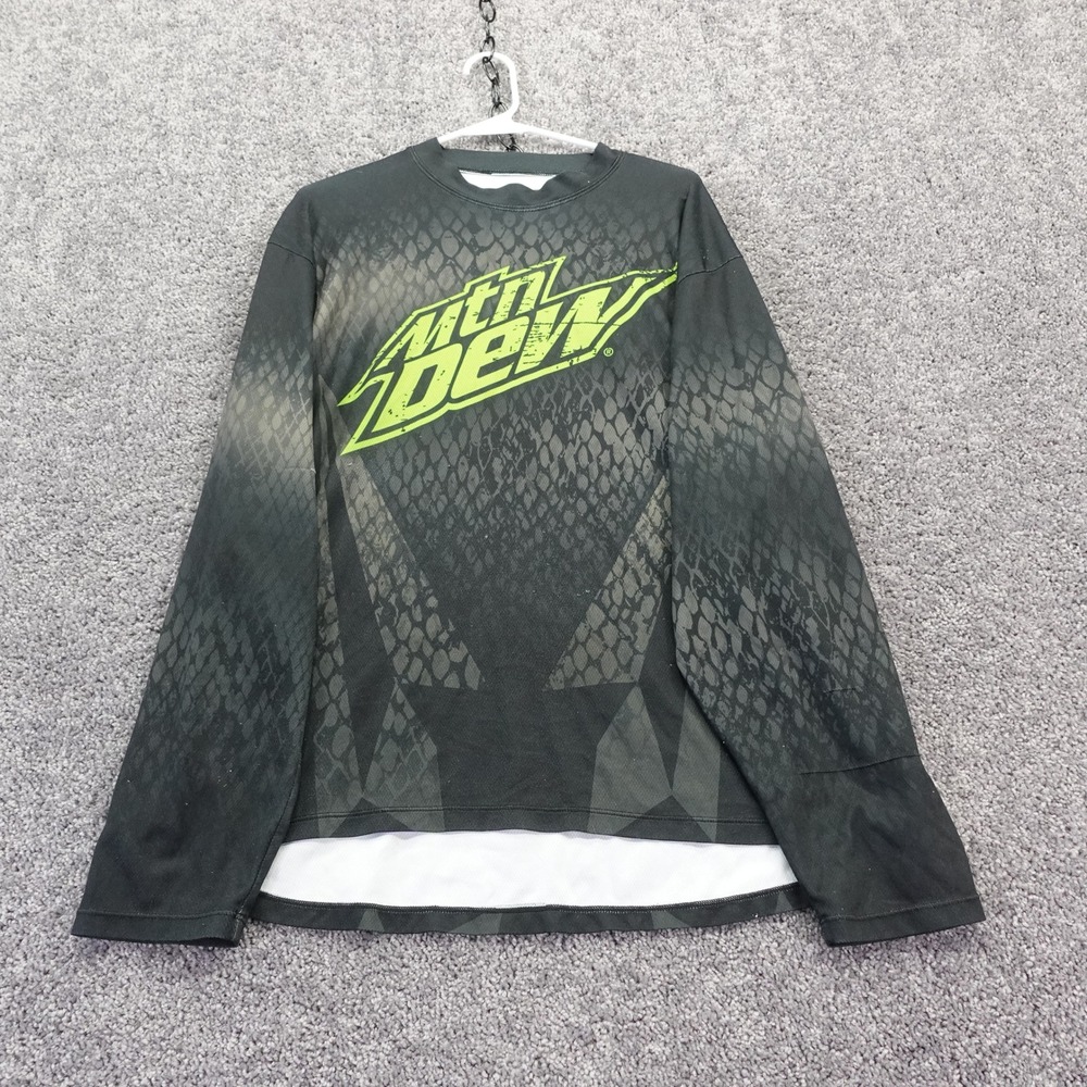 Mountain Dew Long Sleeve Shirt Mens Extra Large Black Camo Snakeskin Graphic Tee